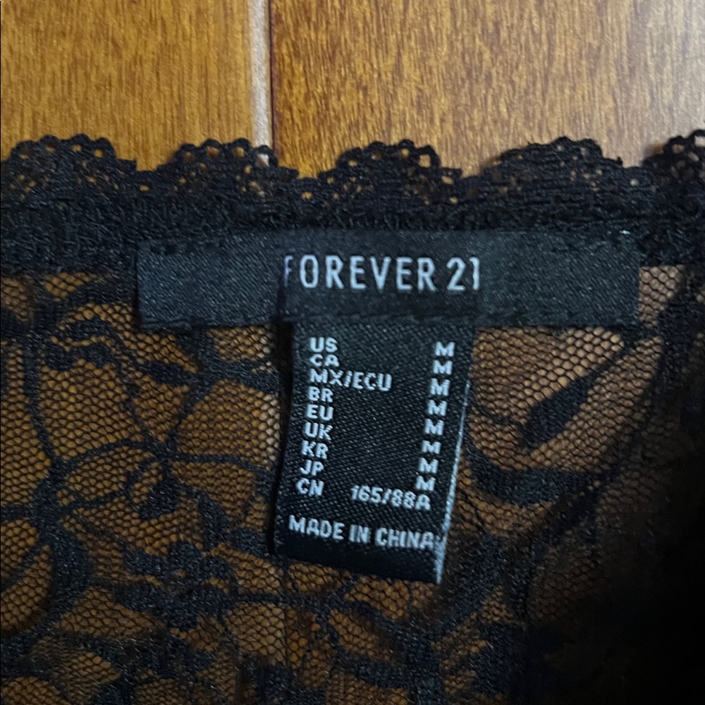 Forever 21 Y2K Black Lace Slip Dress Sz M Whimsigoth Grunge Fairy Romantic Midi - Picture 3 of 11